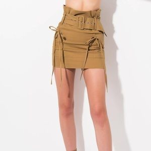 Khaki cargo high waist skirt